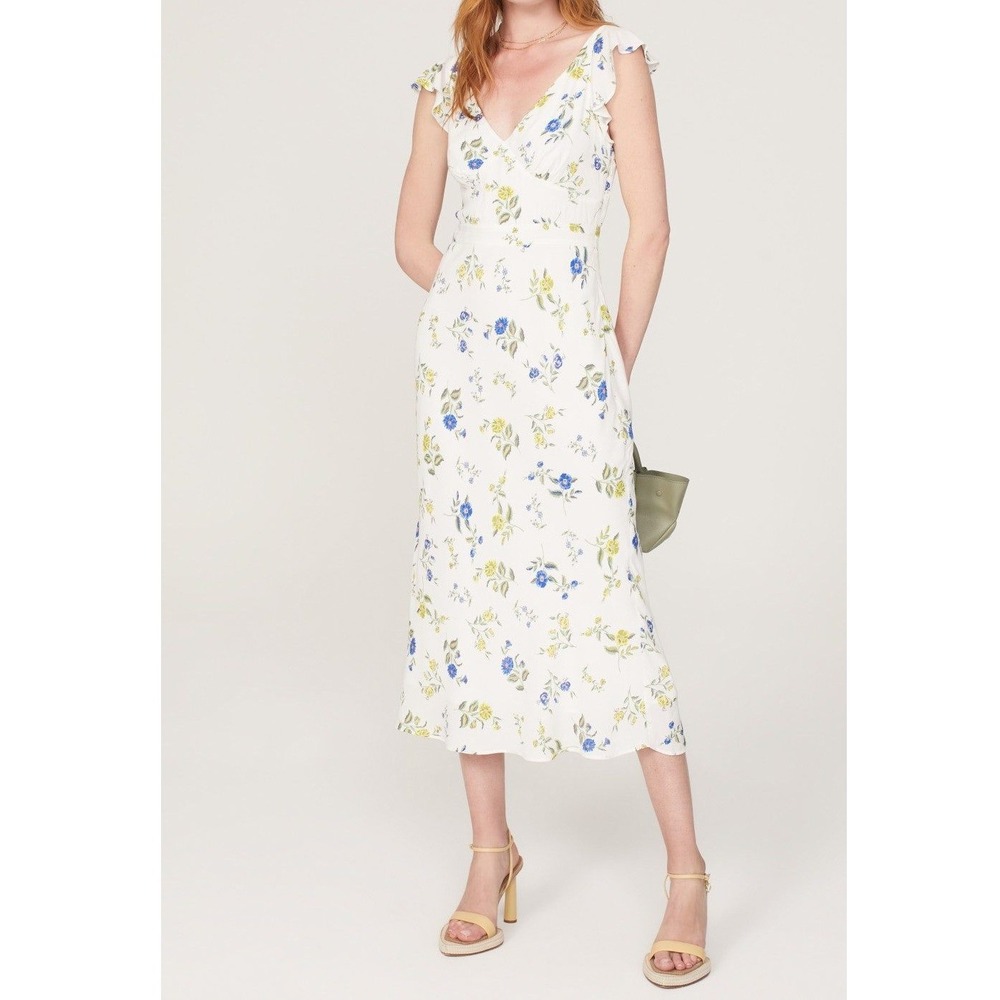 Jason Wu Collective Floral Midi Dress Size 2 White Cottagecore Garden Brunch